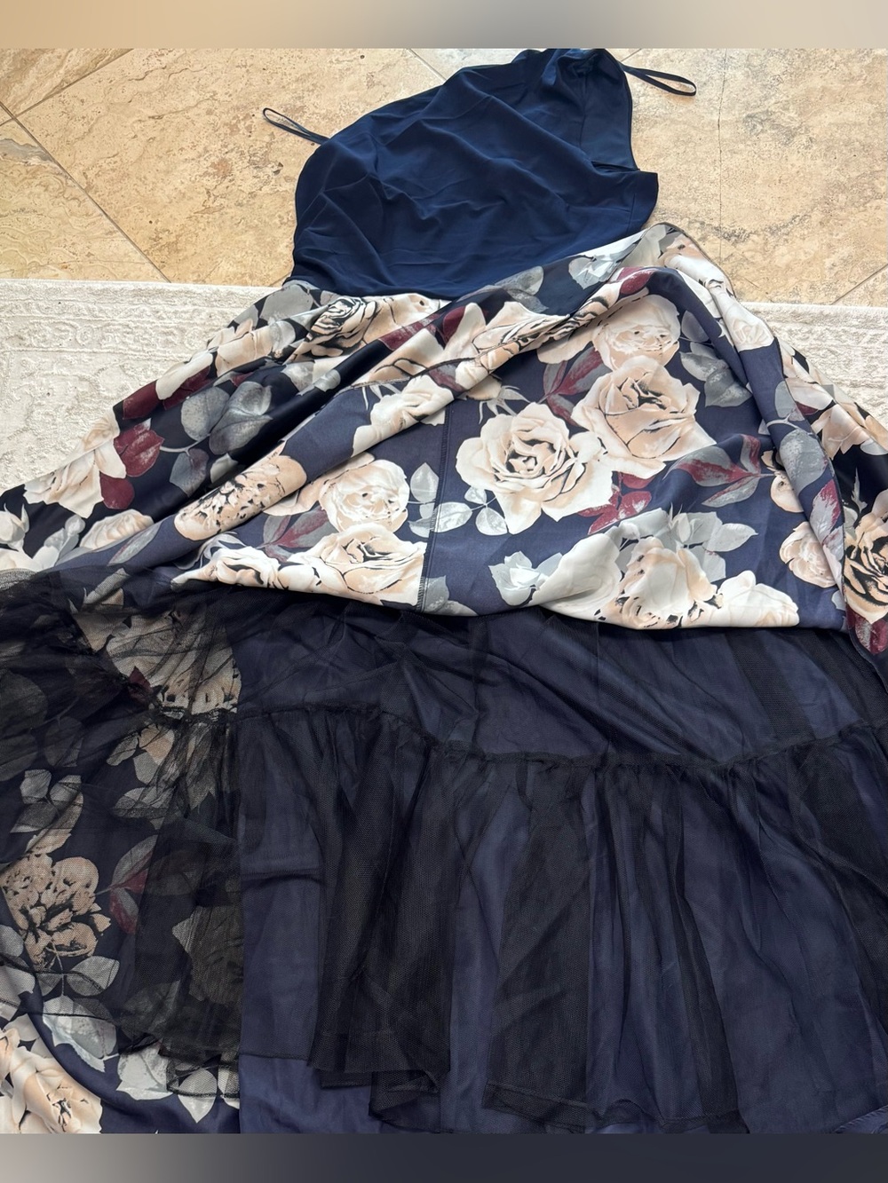 Betsy & Adam One Shoulder Floral Gown Size 16W - Picture 5 of 10